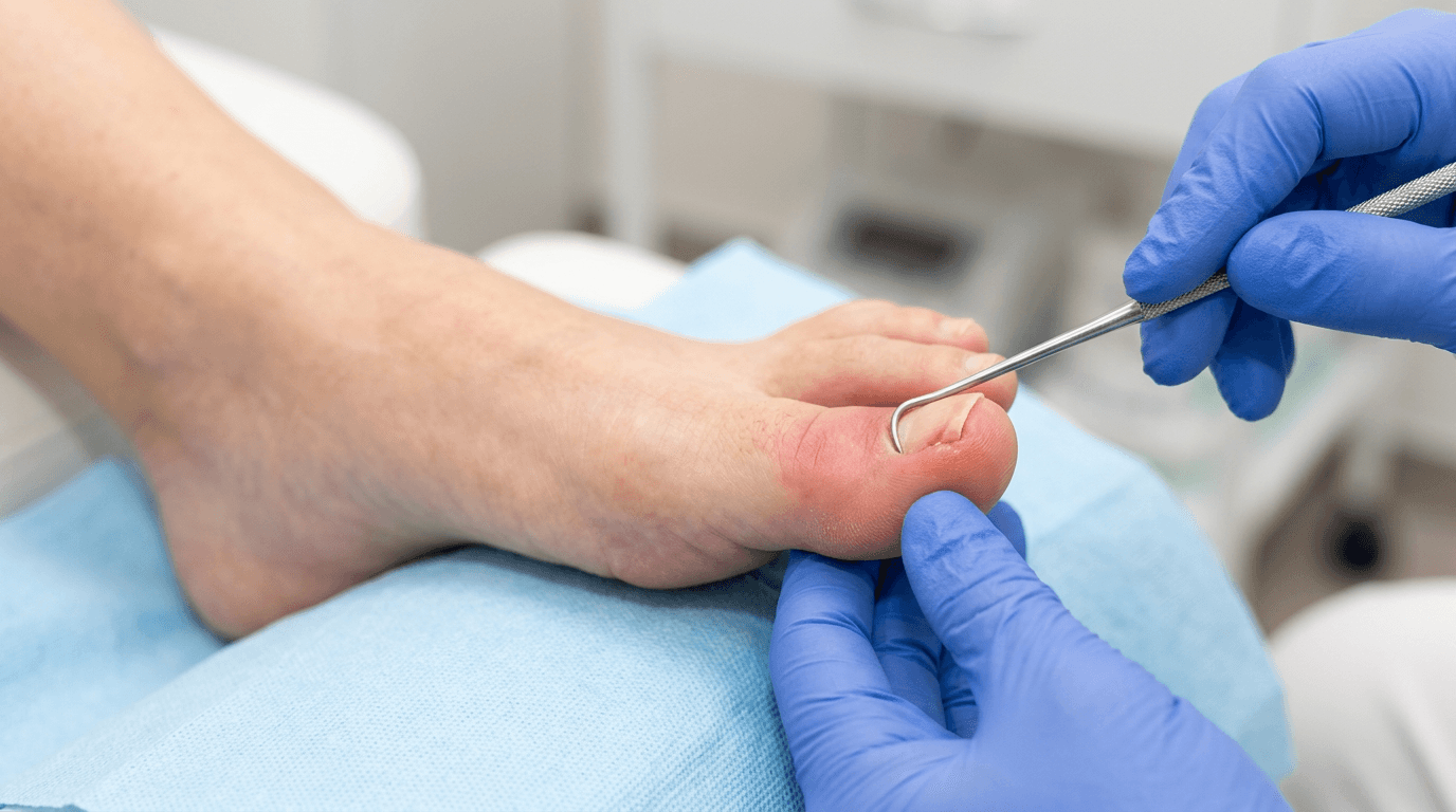 Traitement d'un ongle incarné par un podiatre